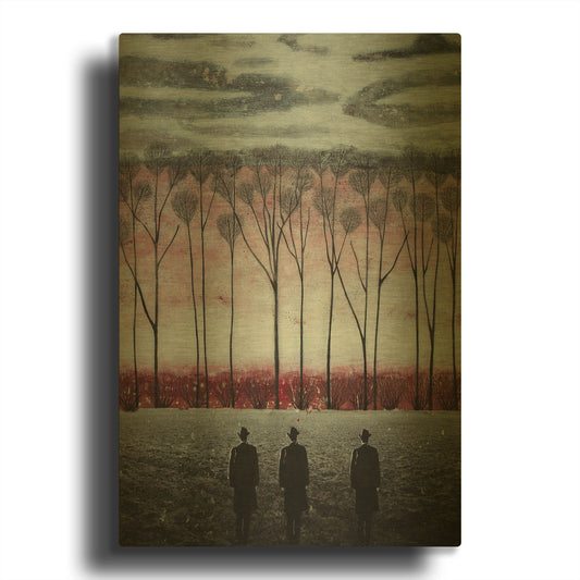 'SILENT SUITS' By DB Waterman Gold Metal Wall Art