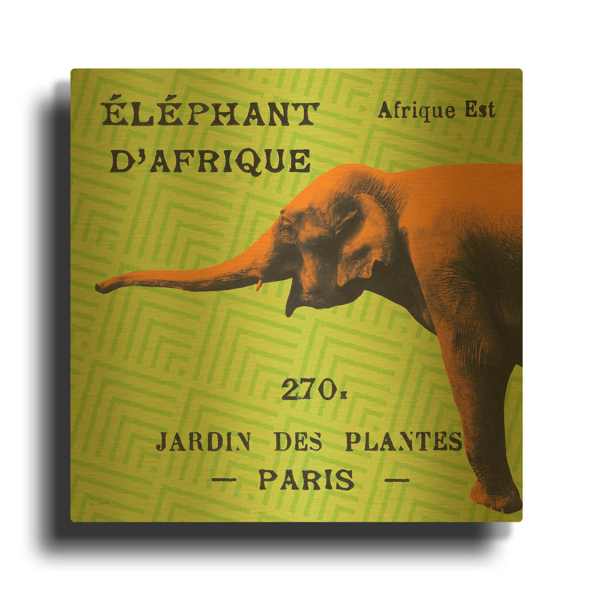'Bright Safari Elephant' By Sue Schlabach Gold Metal Wall Art