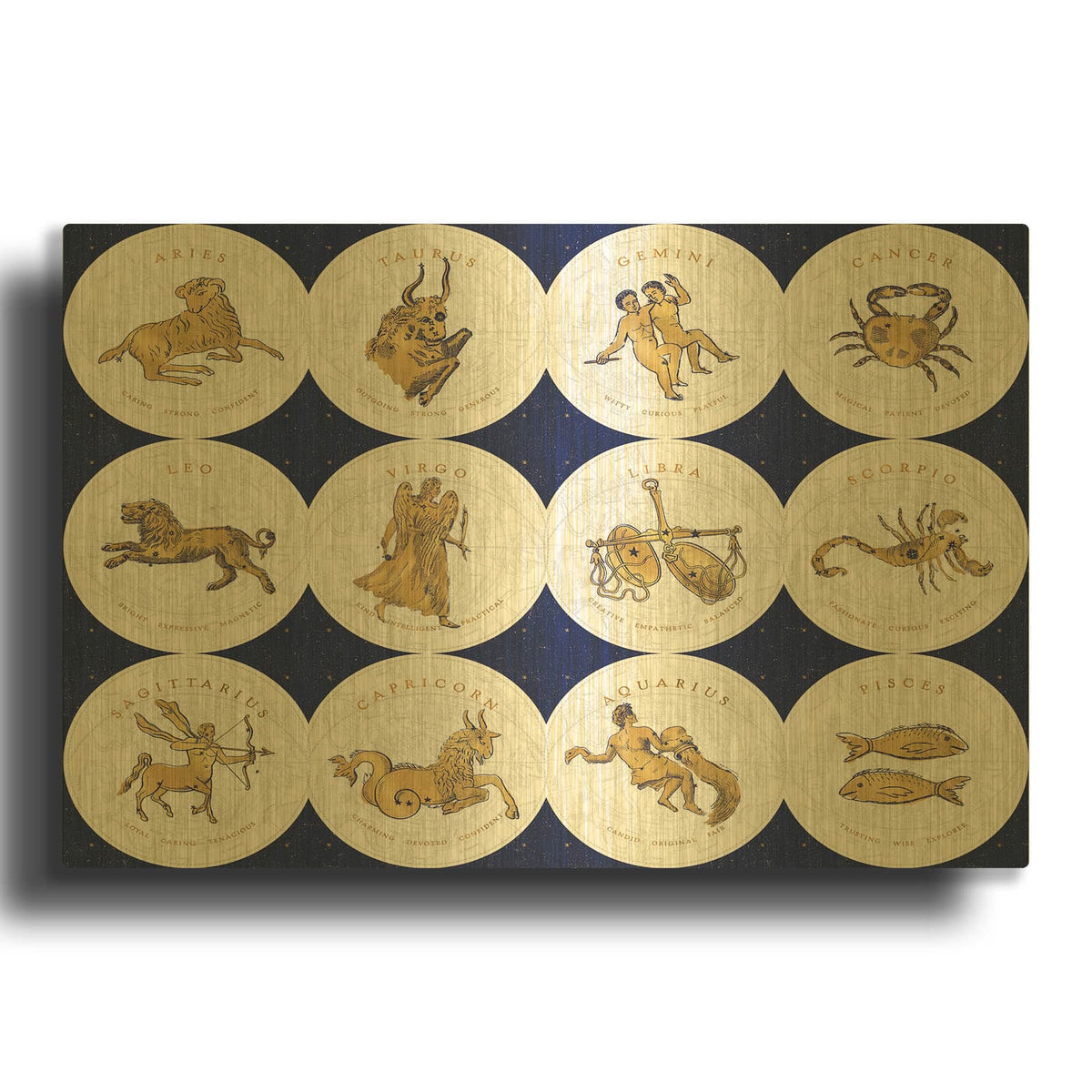 'Gilded Zodiac Signs' By Sue Schlabach Gold Metal Wall Art