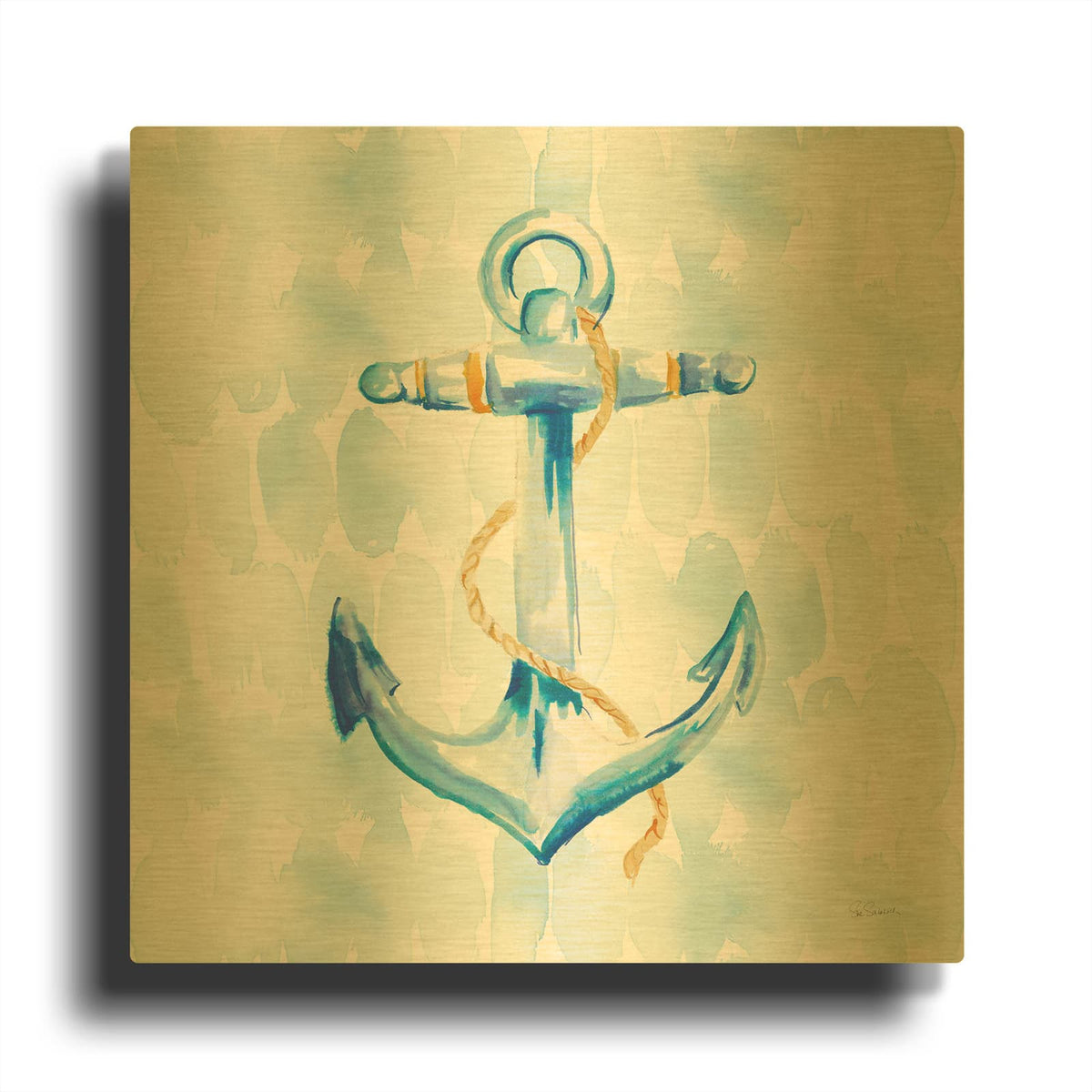 'Anchor Dots II' By Sue Schlabach Gold Metal Wall Art