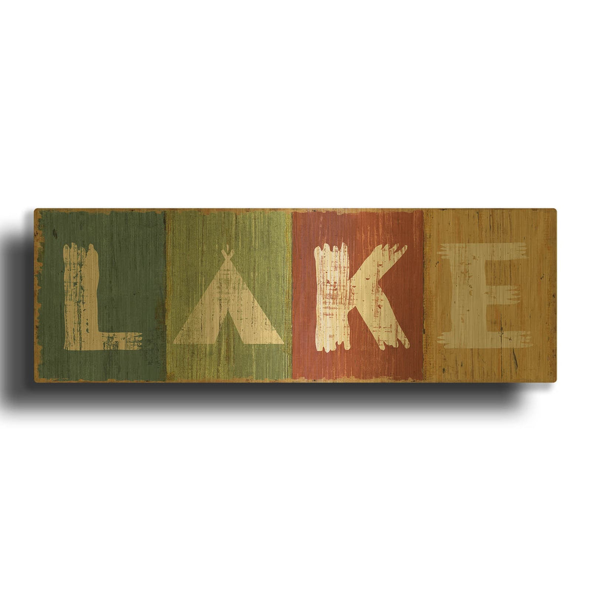 'Lake Lodge V' By Sue Schlabach Gold Metal Wall Art
