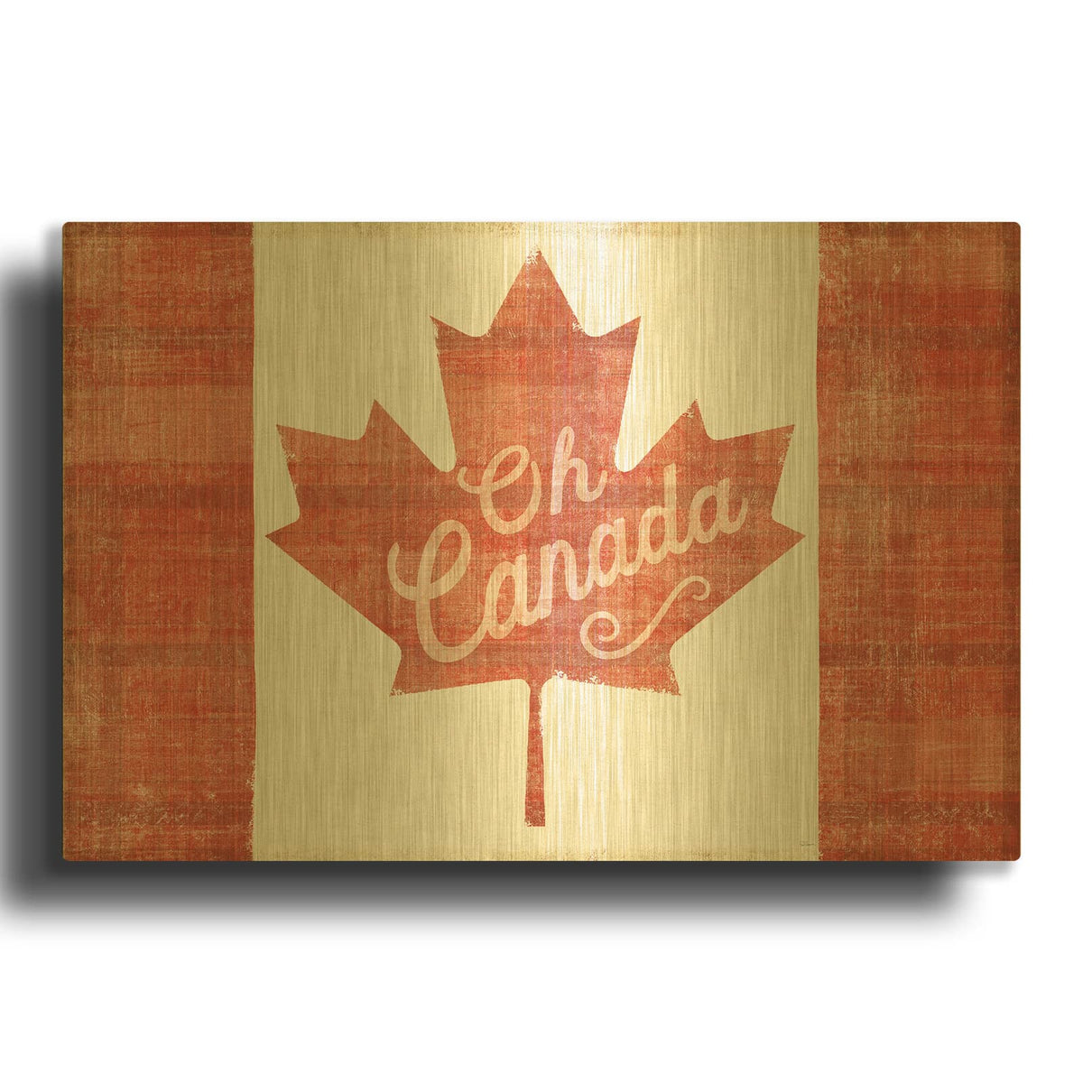 'Oh Canada Flag' By Sue Schlabach Gold Metal Wall Art
