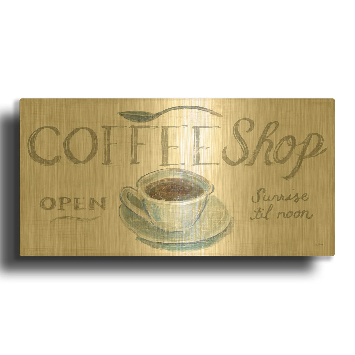 'White Barn Signs II' By Sue Schlabach Gold Metal Wall Art
