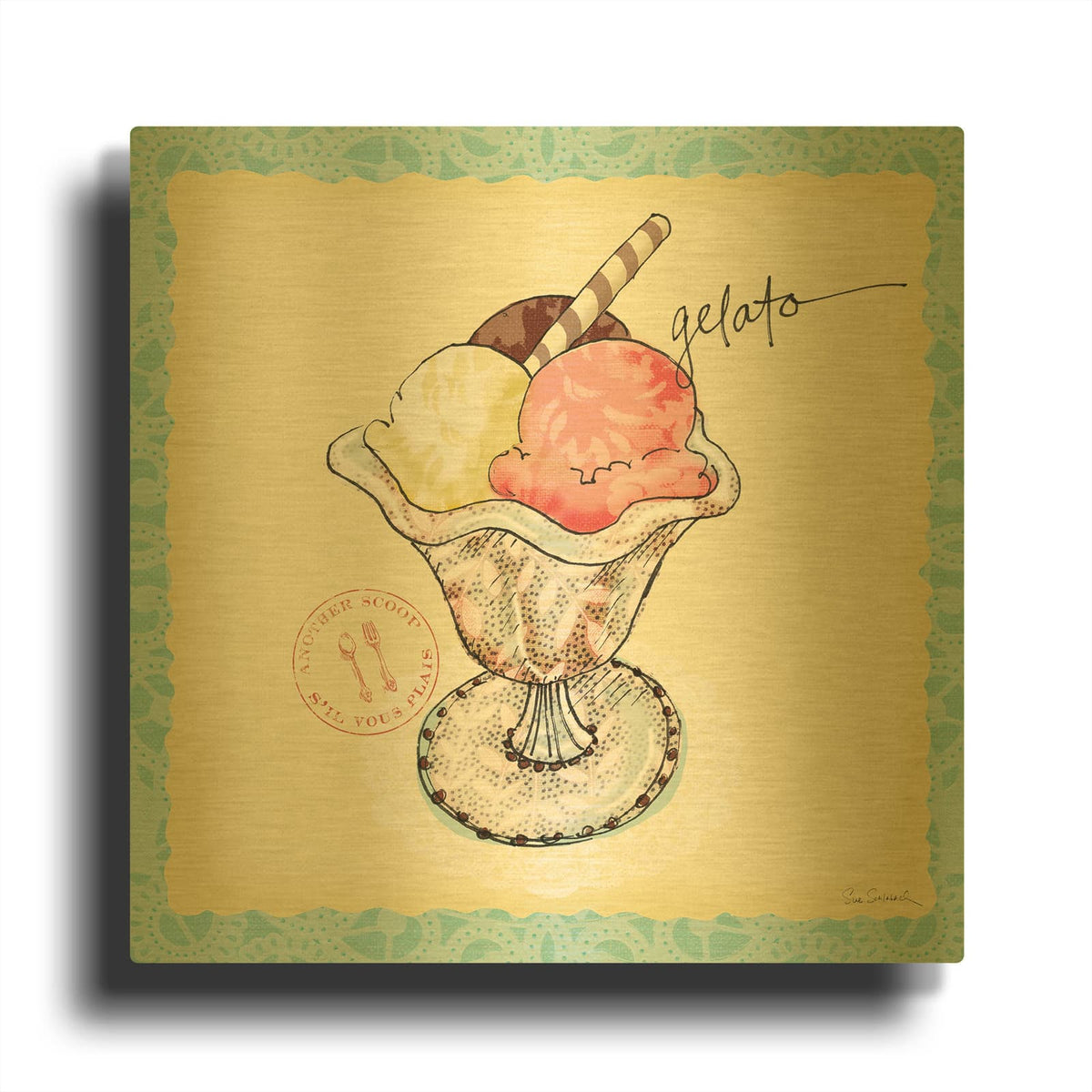'Dessert Please III' By Sue Schlabach Gold Metal Wall Art