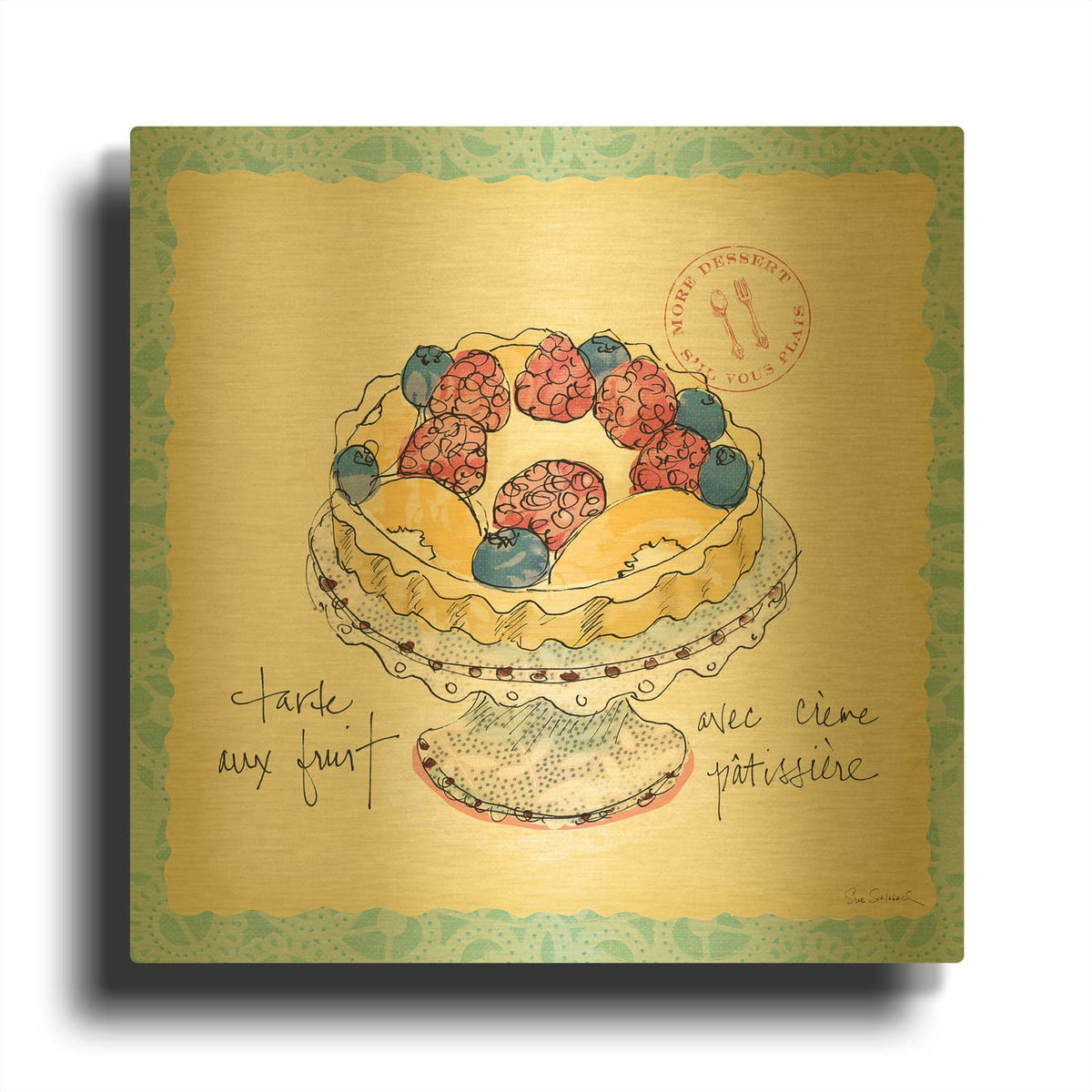 'Dessert Please IV' By Sue Schlabach Gold Metal Wall Art