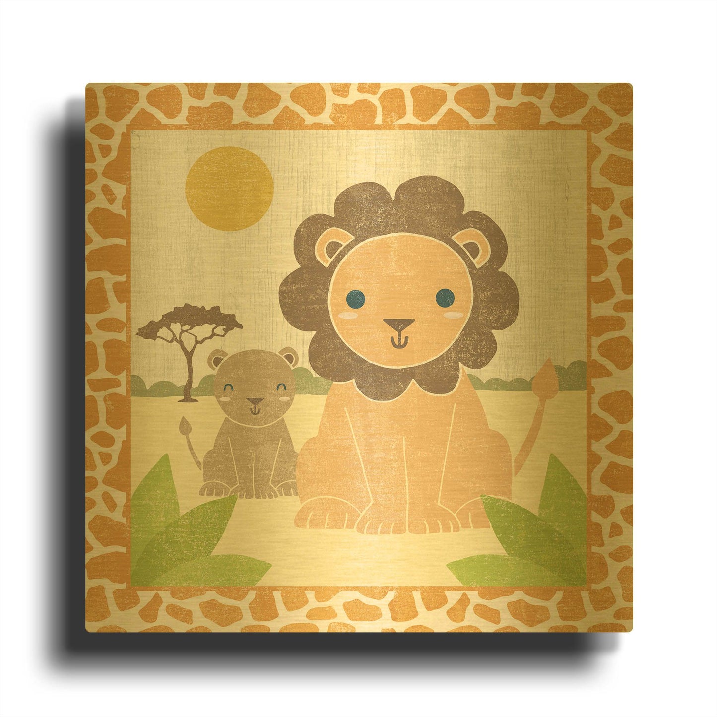 'Safari Fun Lion' By Moira Hershey Gold Metal Wall Art