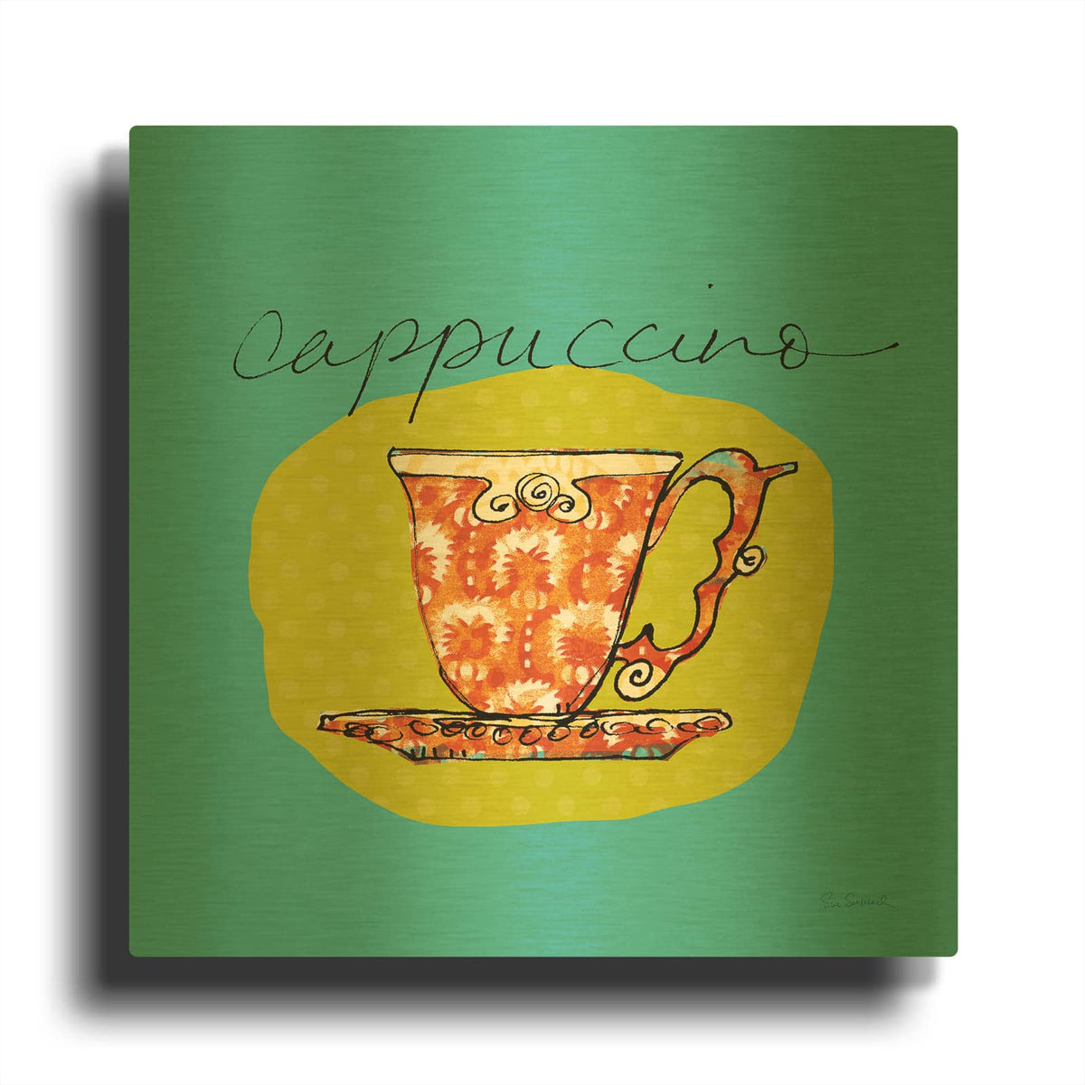 'Colorful Coffee Cappuccino No Border' By Sue Schlabach Gold Metal Wall Art