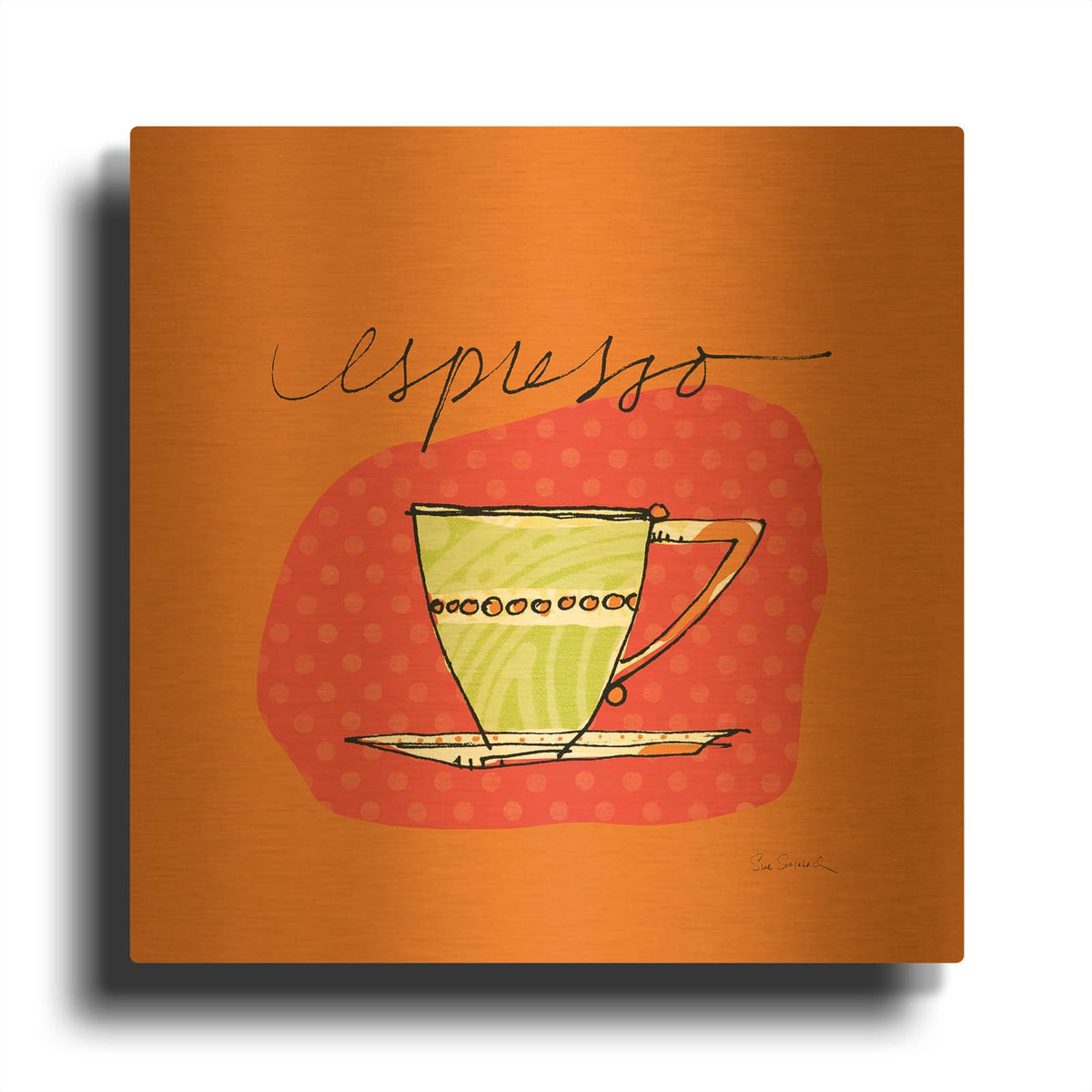 'Colorful Coffee Espresso No Border' By Sue Schlabach Gold Metal Wall Art
