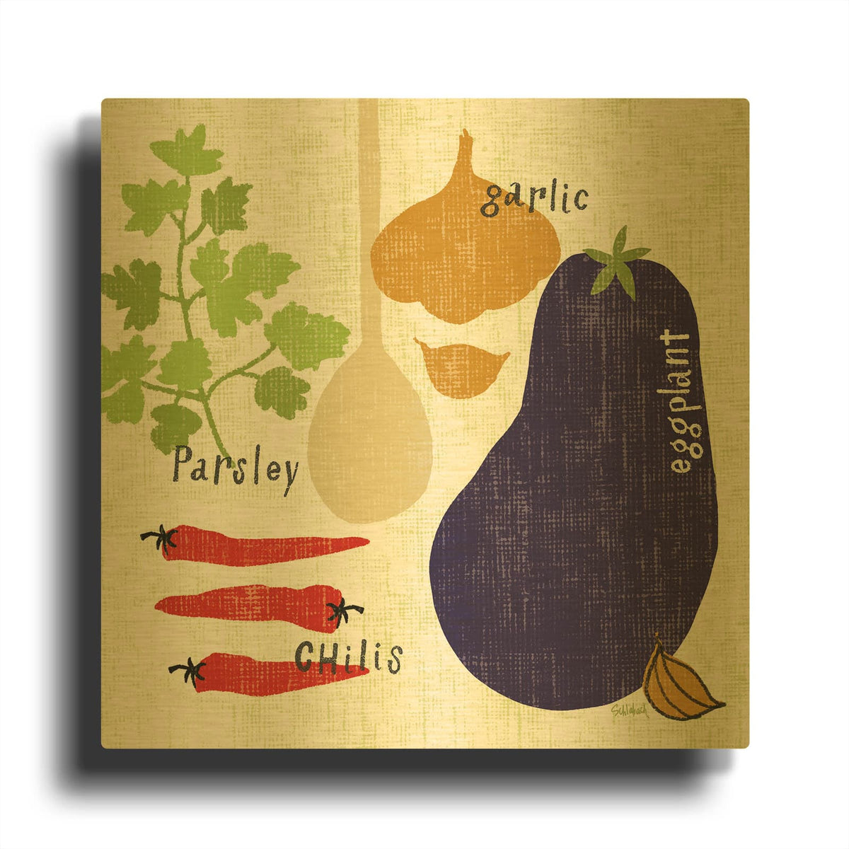 'Italiano Eggplant' By Sue Schlabach Gold Metal Wall Art