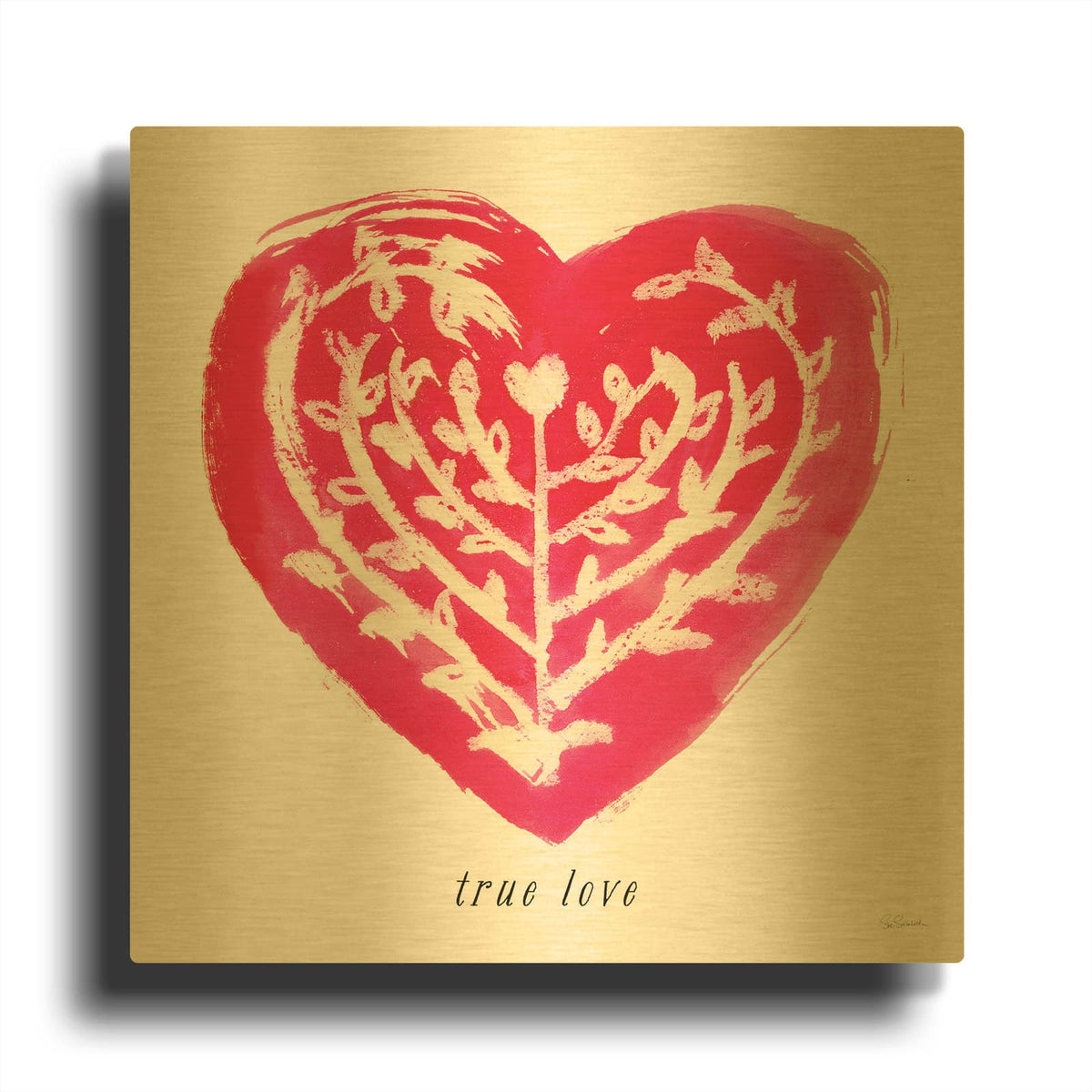 'True Love' By Sue Schlabach Gold Metal Wall Art