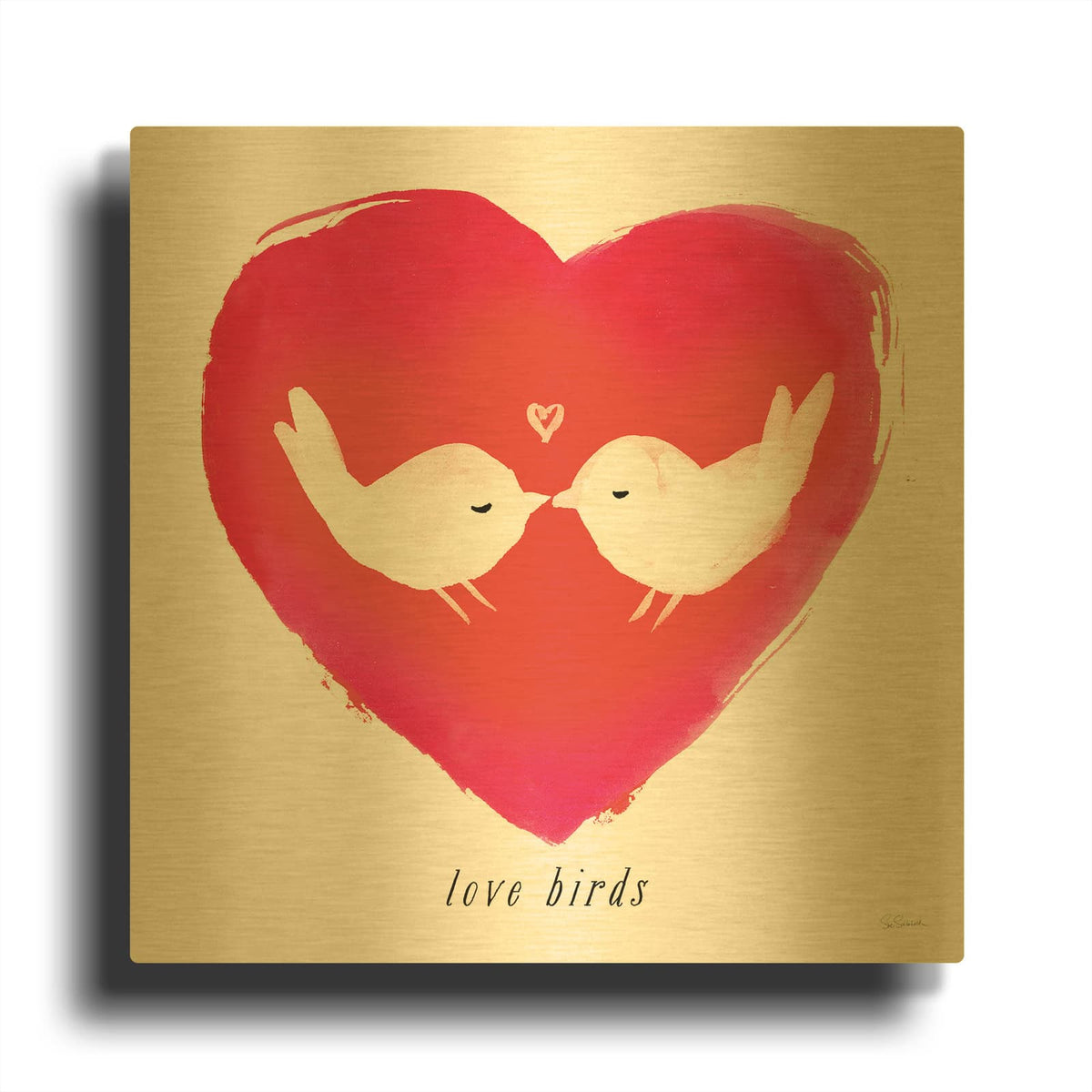'Love Birds' By Sue Schlabach Gold Metal Wall Art