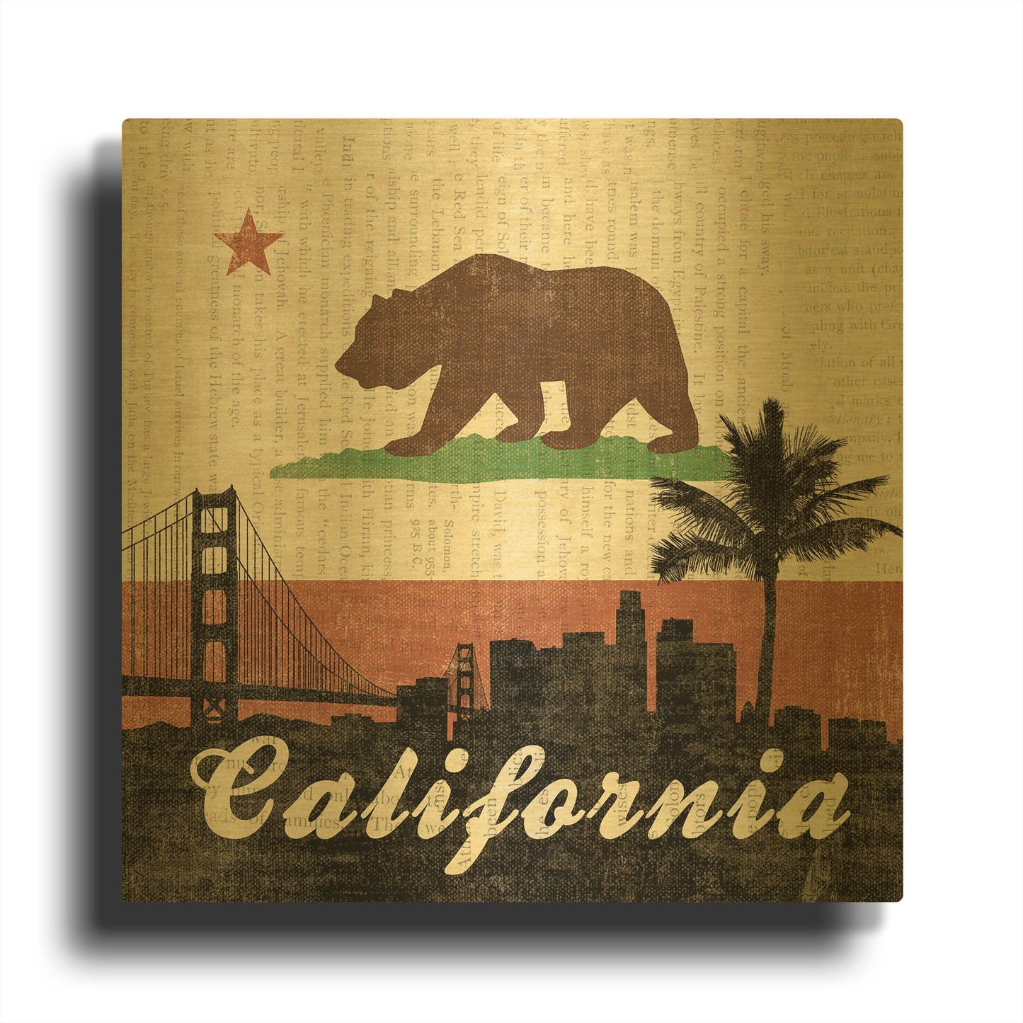 'California' By Moira Hershey Gold Metal Wall Art