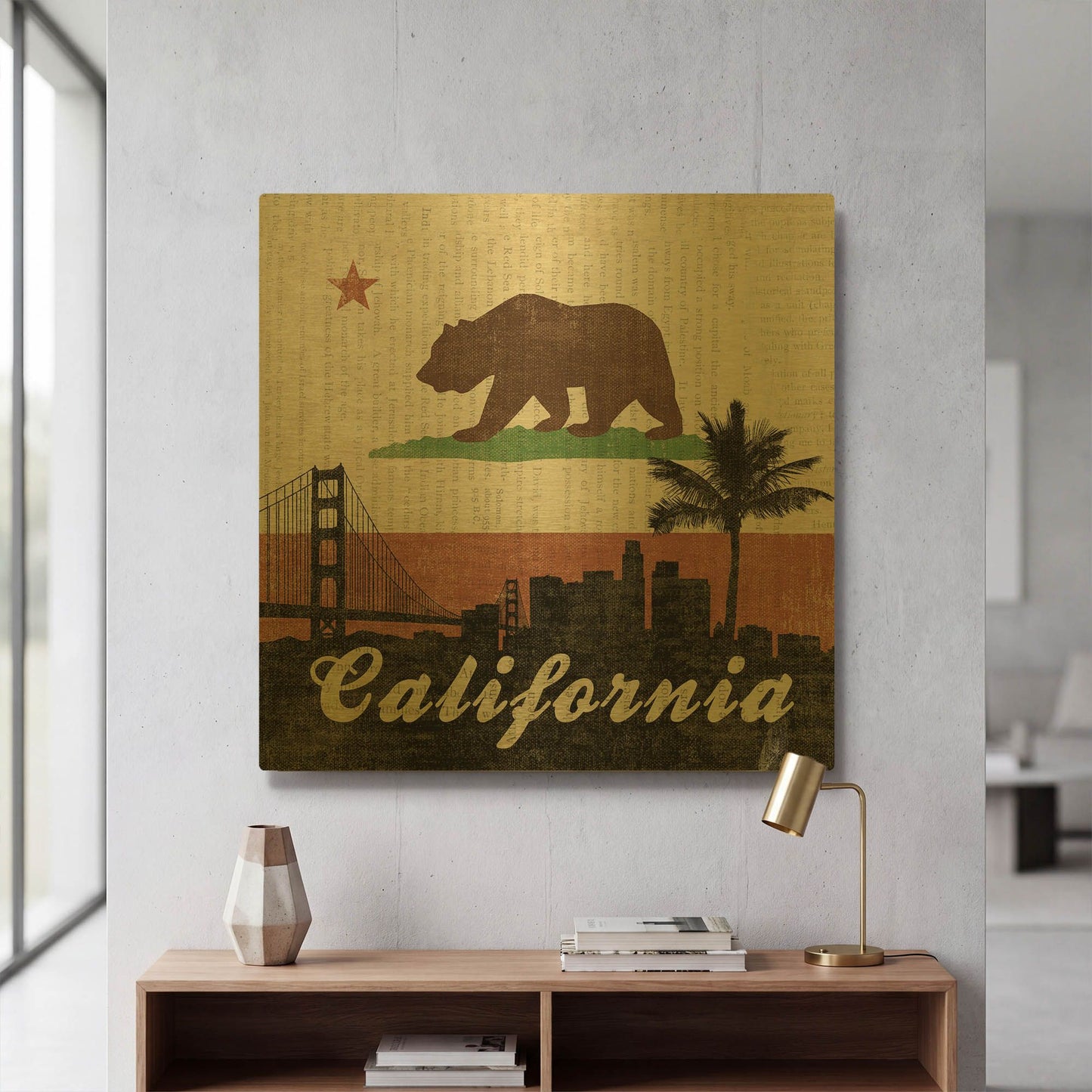'California' By Moira Hershey Gold Metal Wall Art