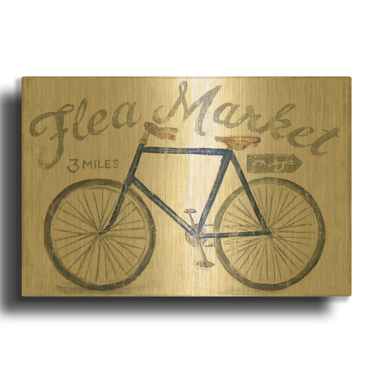 'White Barn Flea Market I Blue Gray' By Sue Schlabach Gold Metal Wall Art