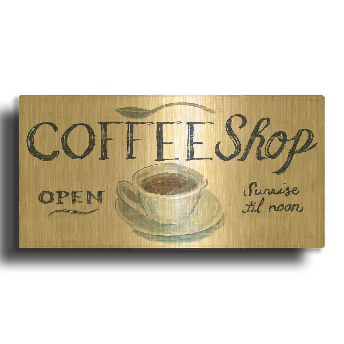 'White Barn Signs II Navy' By Sue Schlabach Gold Metal Wall Art