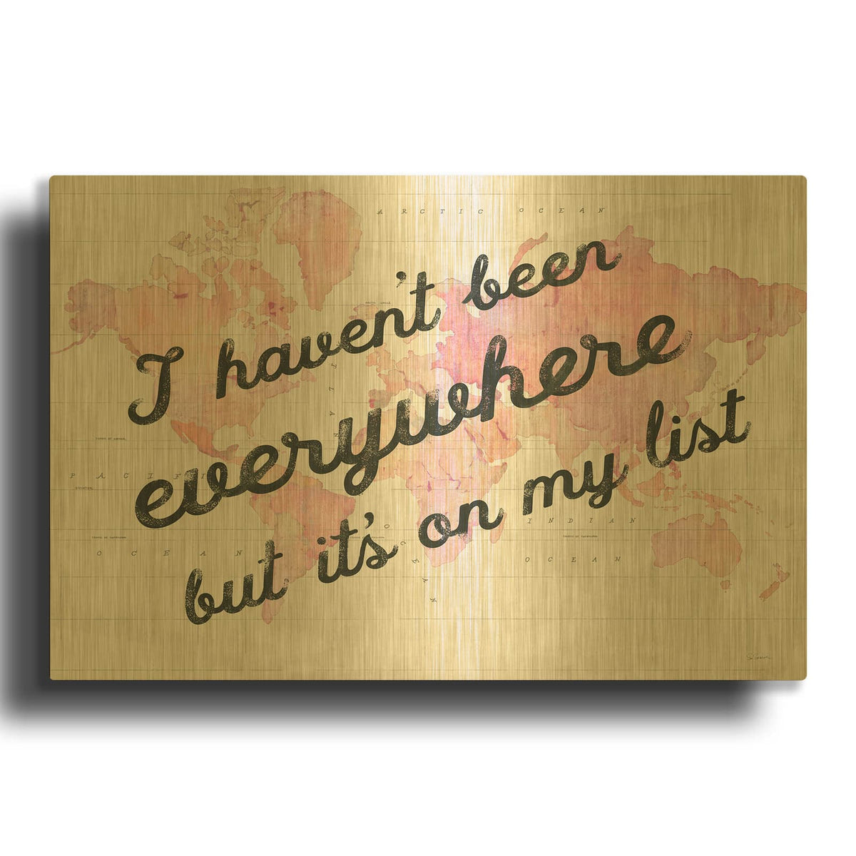 'Its on My List' By Sue Schlabach Gold Metal Wall Art