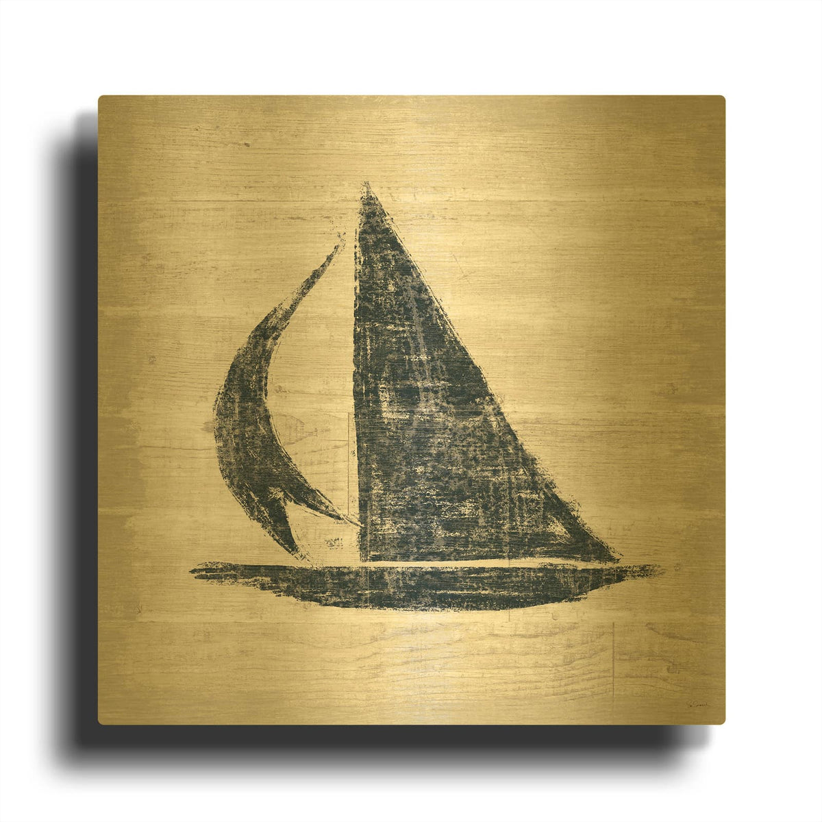 'Driftwood Coast II Blue' By Sue Schlabach Gold Metal Wall Art
