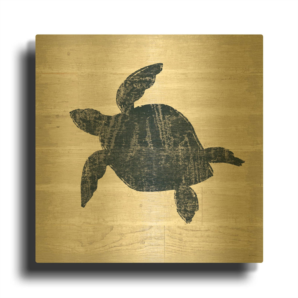 'Driftwood Coast III Blue' By Sue Schlabach Gold Metal Wall Art