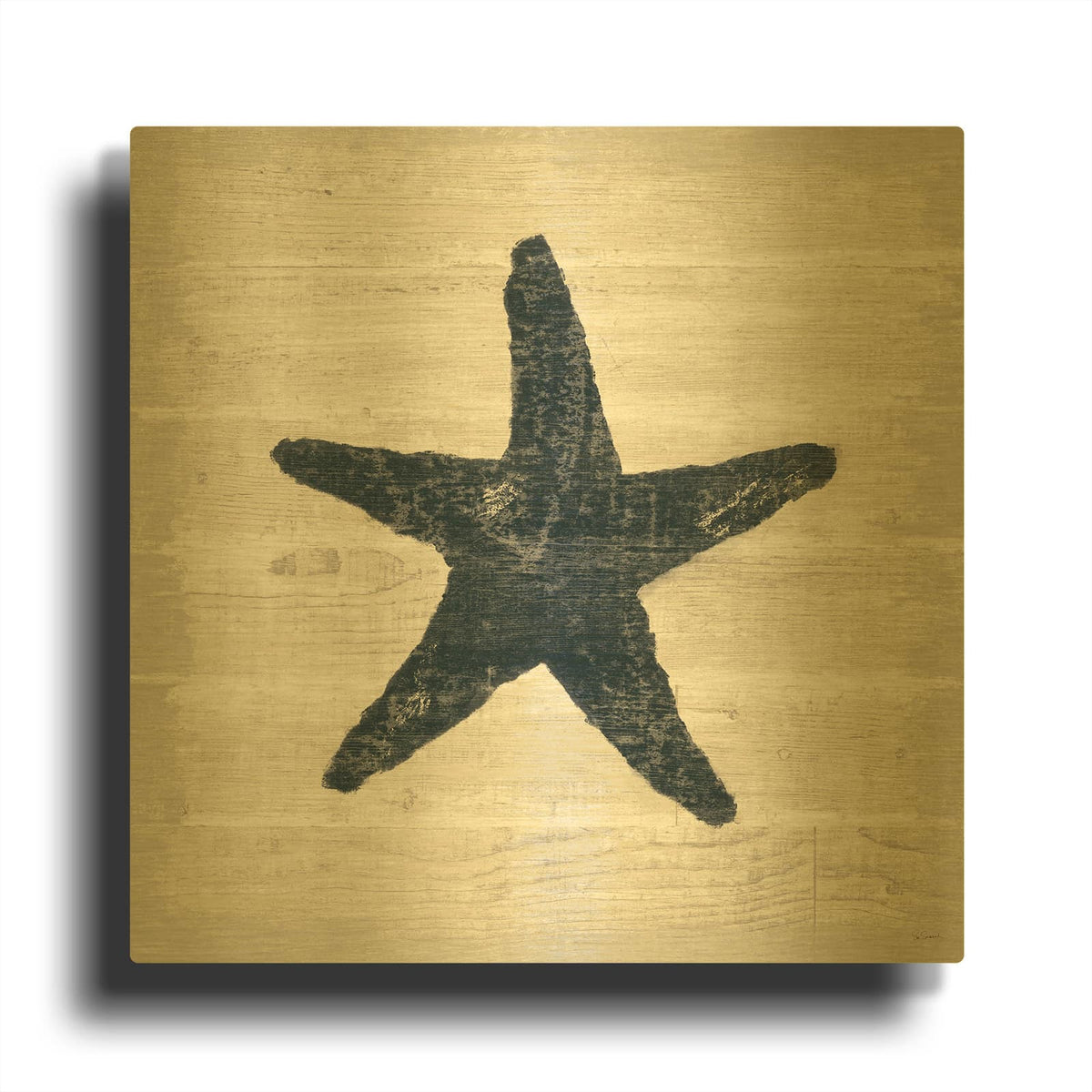 'Driftwood Coast V Blue' By Sue Schlabach Gold Metal Wall Art