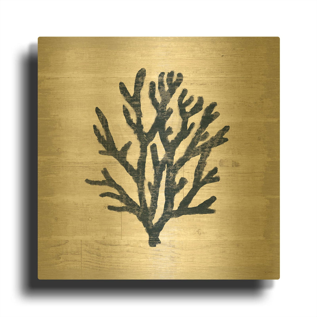 'Driftwood Coast VII Blue' By Sue Schlabach Gold Metal Wall Art