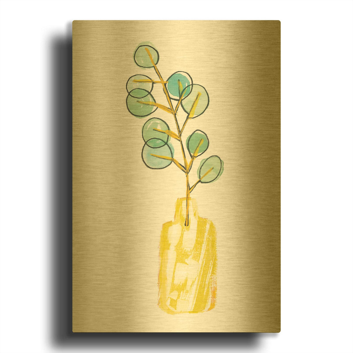 'Vase Phase II' By Sue Schlabach Gold Metal Wall Art