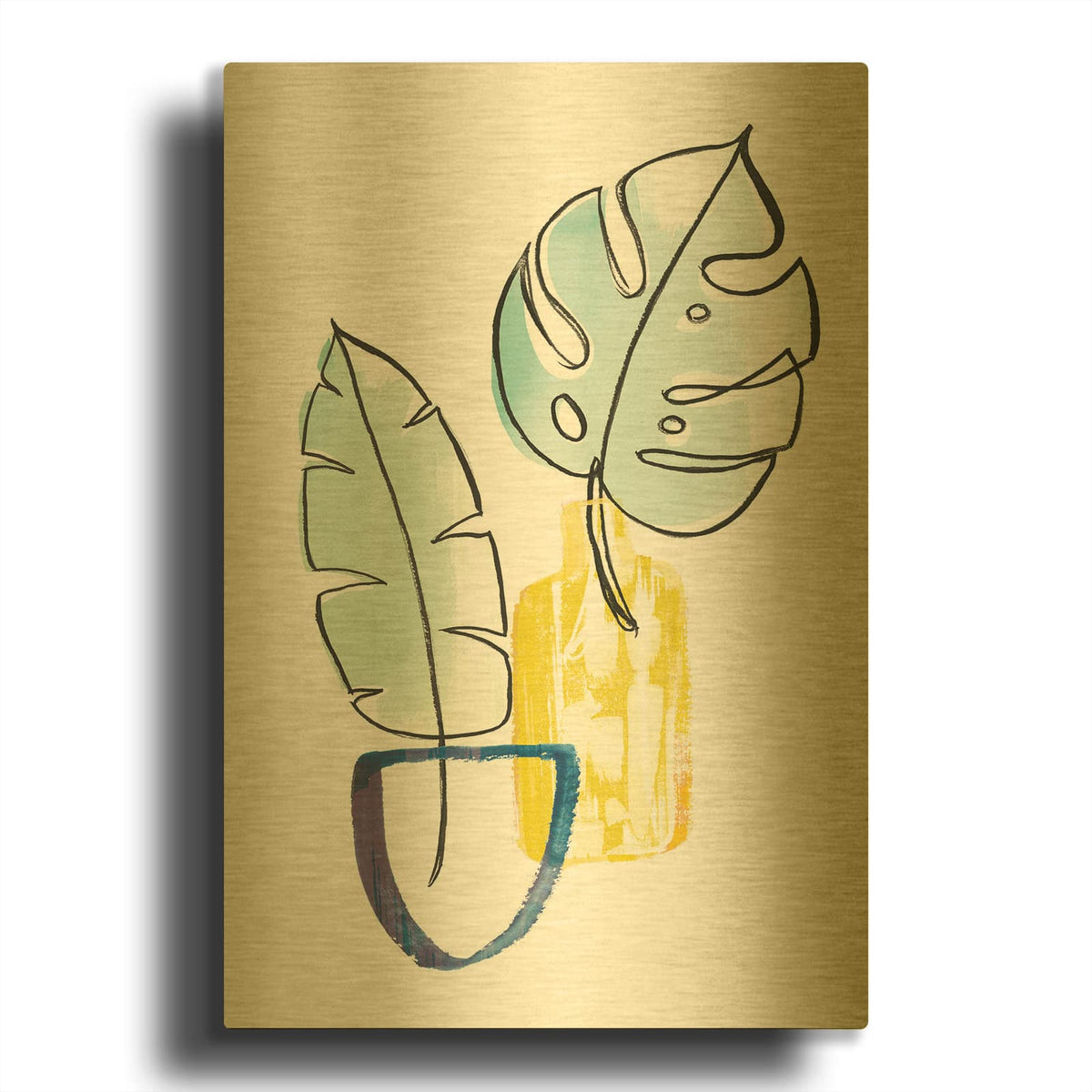 'Vase Phase III' By Sue Schlabach Gold Metal Wall Art