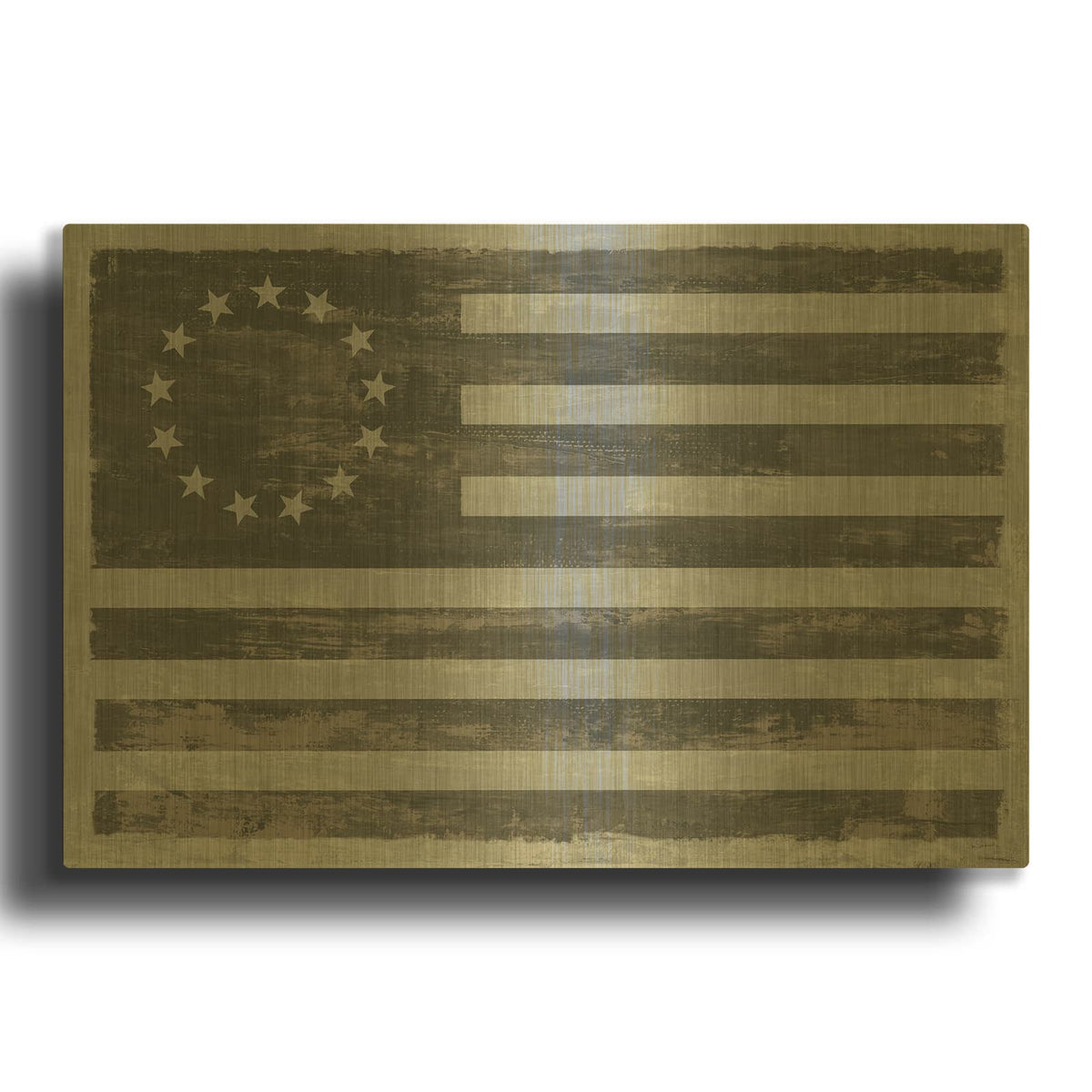 'Slate American Flag' By Sue Schlabach Gold Metal Wall Art