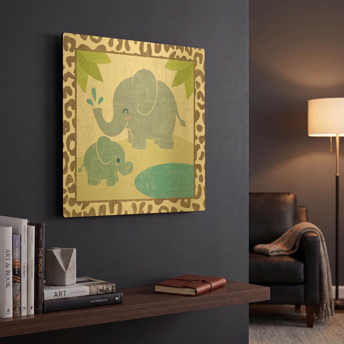 'Safari Fun Elephant' By Moira Hershey Gold Metal Wall Art