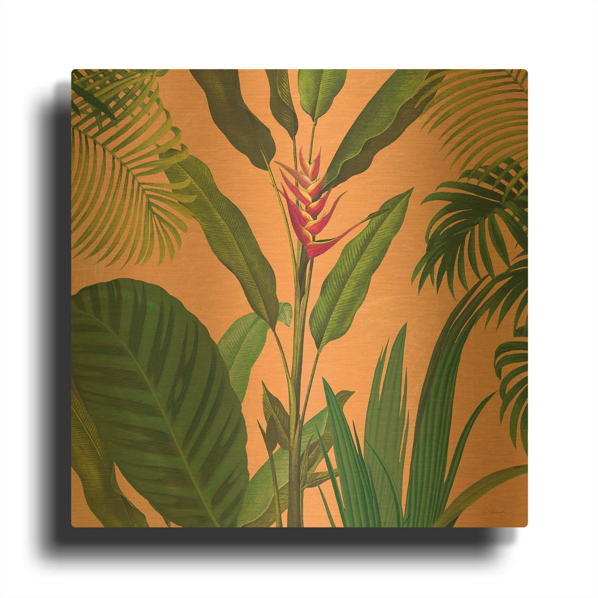 'Dramatic Tropical II Boho' By Sue Schlabach Gold Metal Wall Art