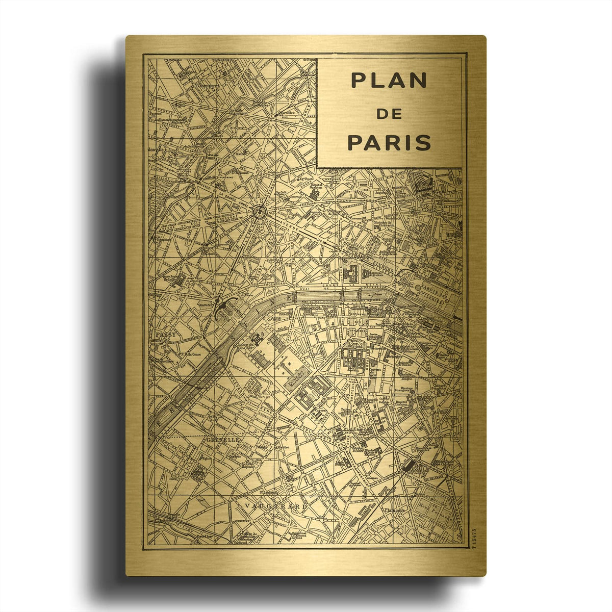 'Inverted Paris Map' By Sue Schlabach Gold Metal Wall Art