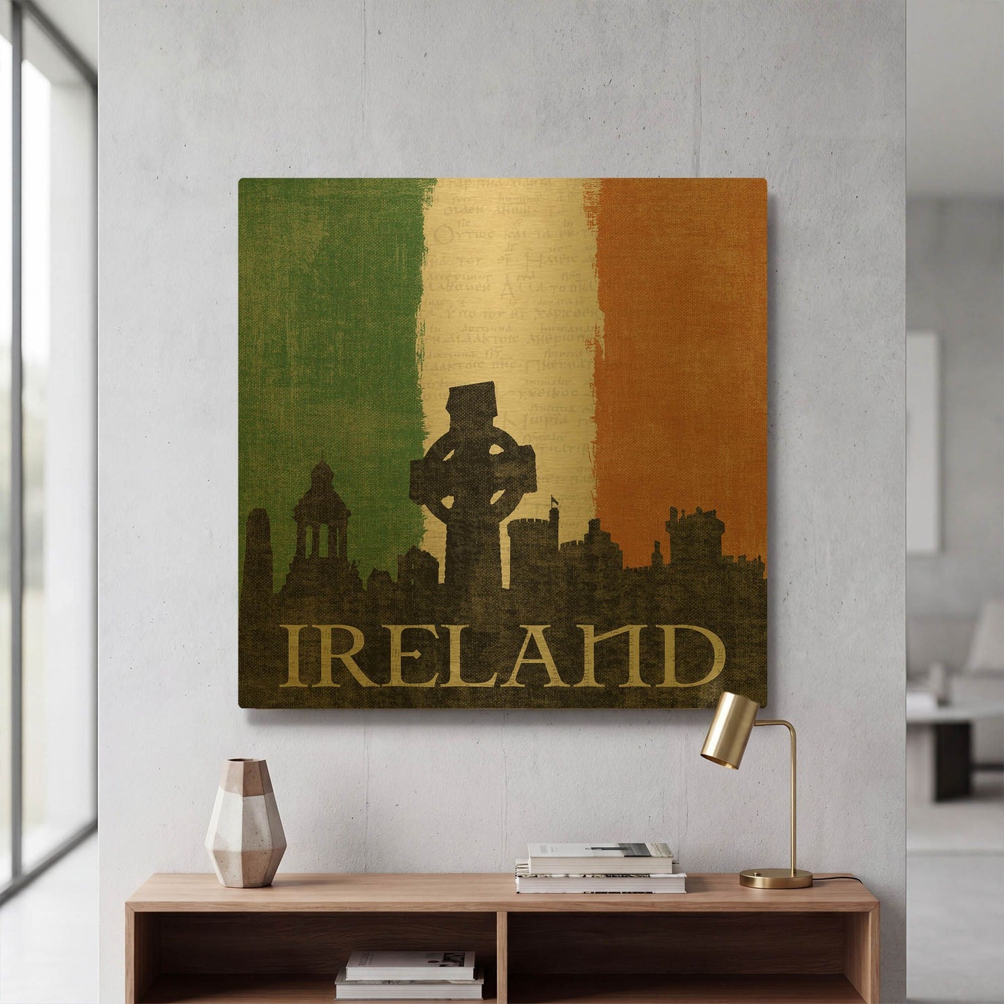 'Ireland' By Moira Hershey Gold Metal Wall Art