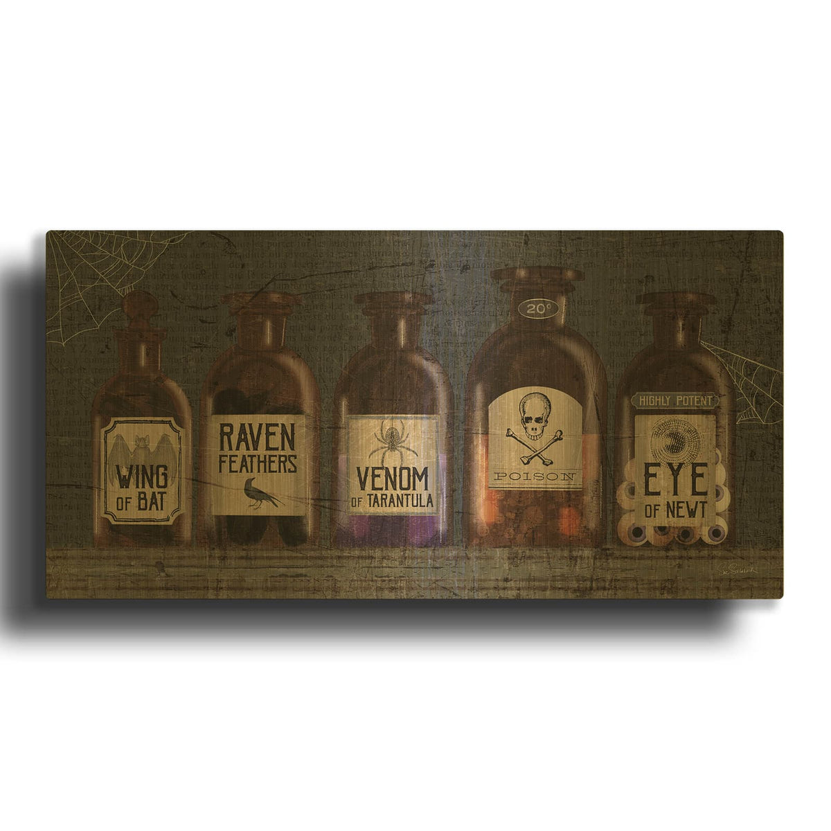 'Apothecary Noir VI' By Sue Schlabach Gold Metal Wall Art