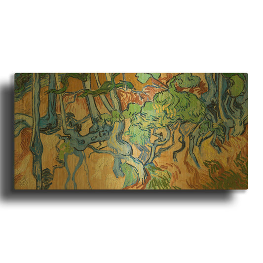 'Tree Roots' By Vincent Van Gogh Gold Metal Wall Art