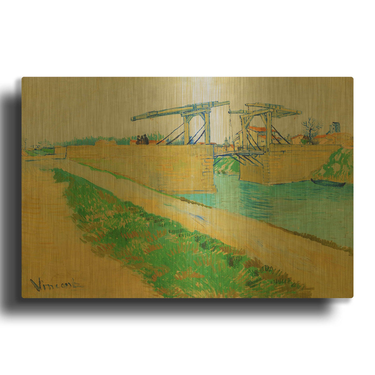 'The Langlois Bridge' By Vincent Van Gogh Gold Metal Wall Art