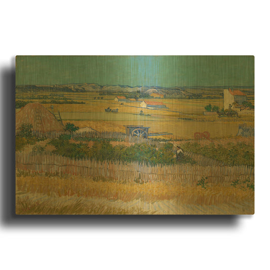 'The Harvest' By Vincent Van Gogh Gold Metal Wall Art