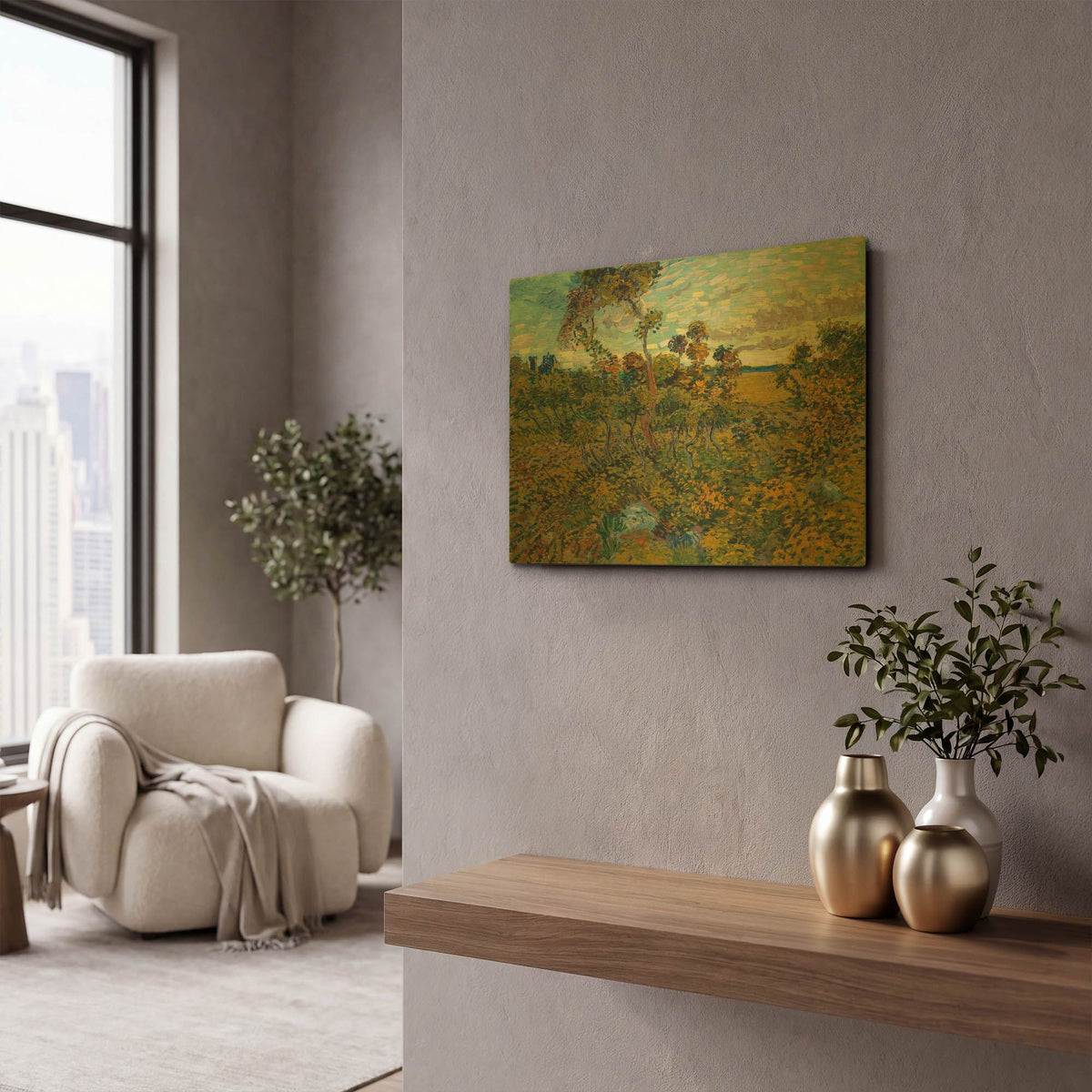 'Sunset At Montmajour 1888' By Vincent Van Gogh Gold Metal Wall Art