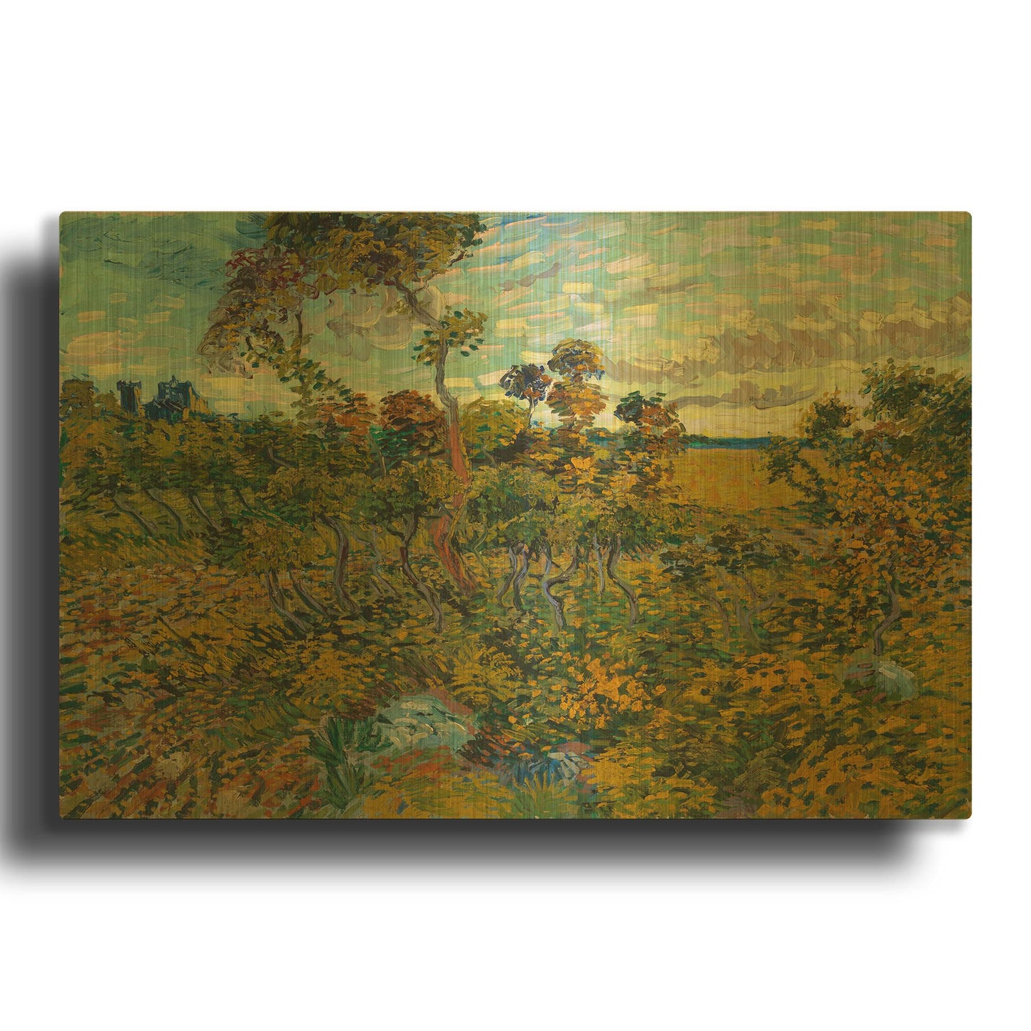 'Sunset At Montmajour 1888' By Vincent Van Gogh Gold Metal Wall Art