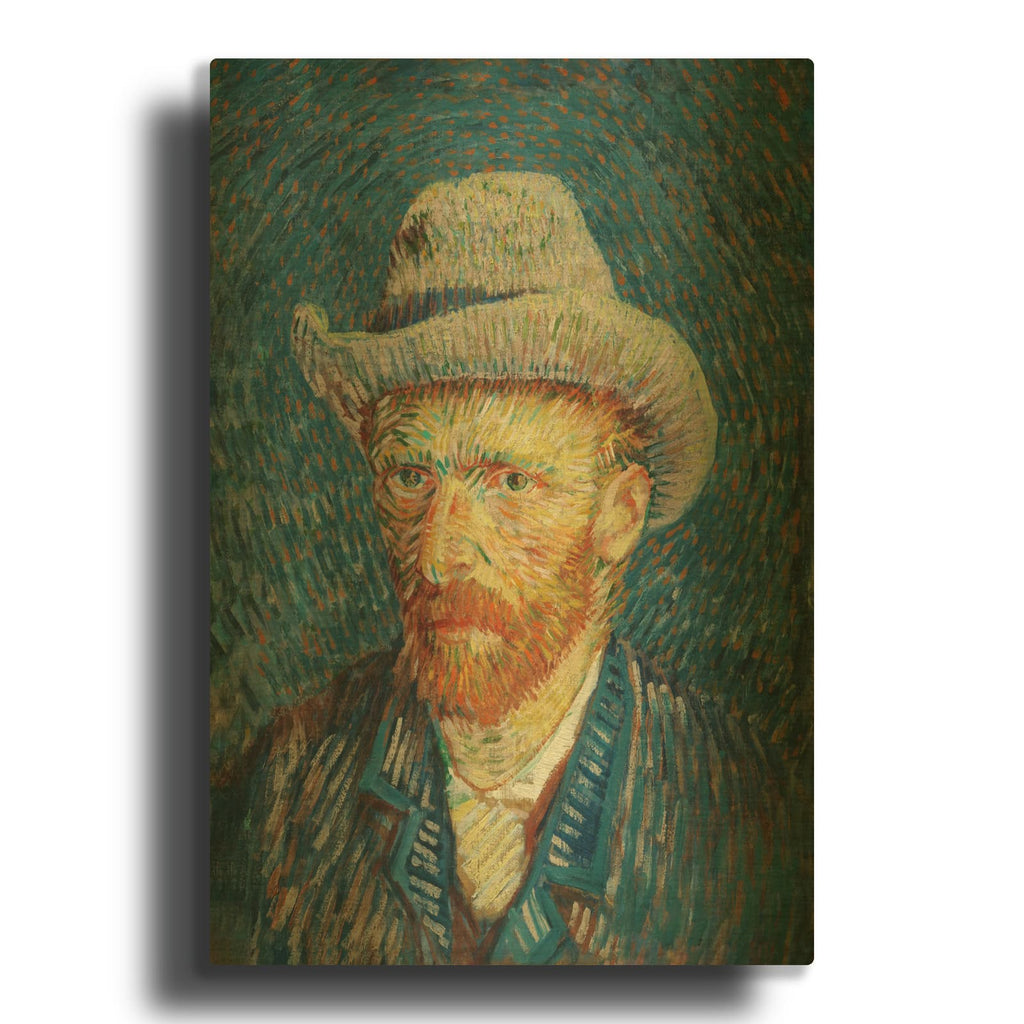 'Self-Portrait With Grey Felt Hat' By Vincent Van Gogh Gold Metal Wall Art