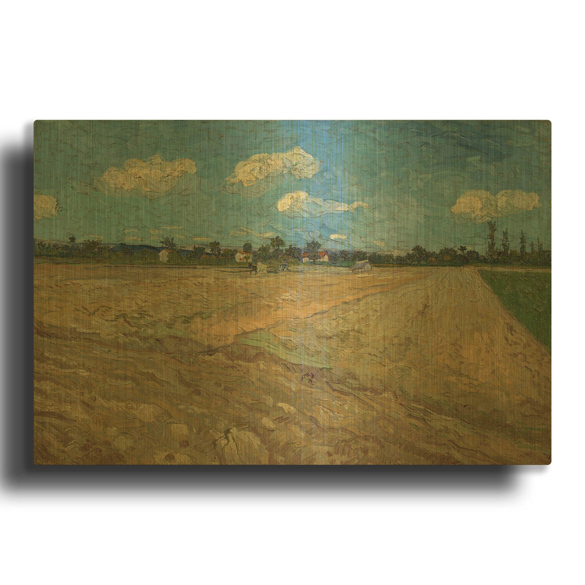 'Ploughed Fields' By Vincent Van Gogh Gold Metal Wall Art