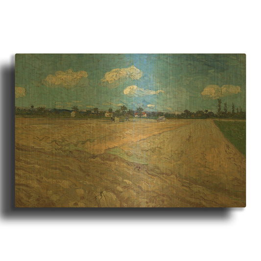 'Ploughed Fields' By Vincent Van Gogh Gold Metal Wall Art