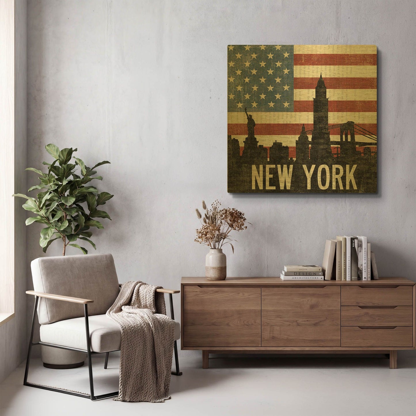 'New York' By Moira Hershey Gold Metal Wall Art