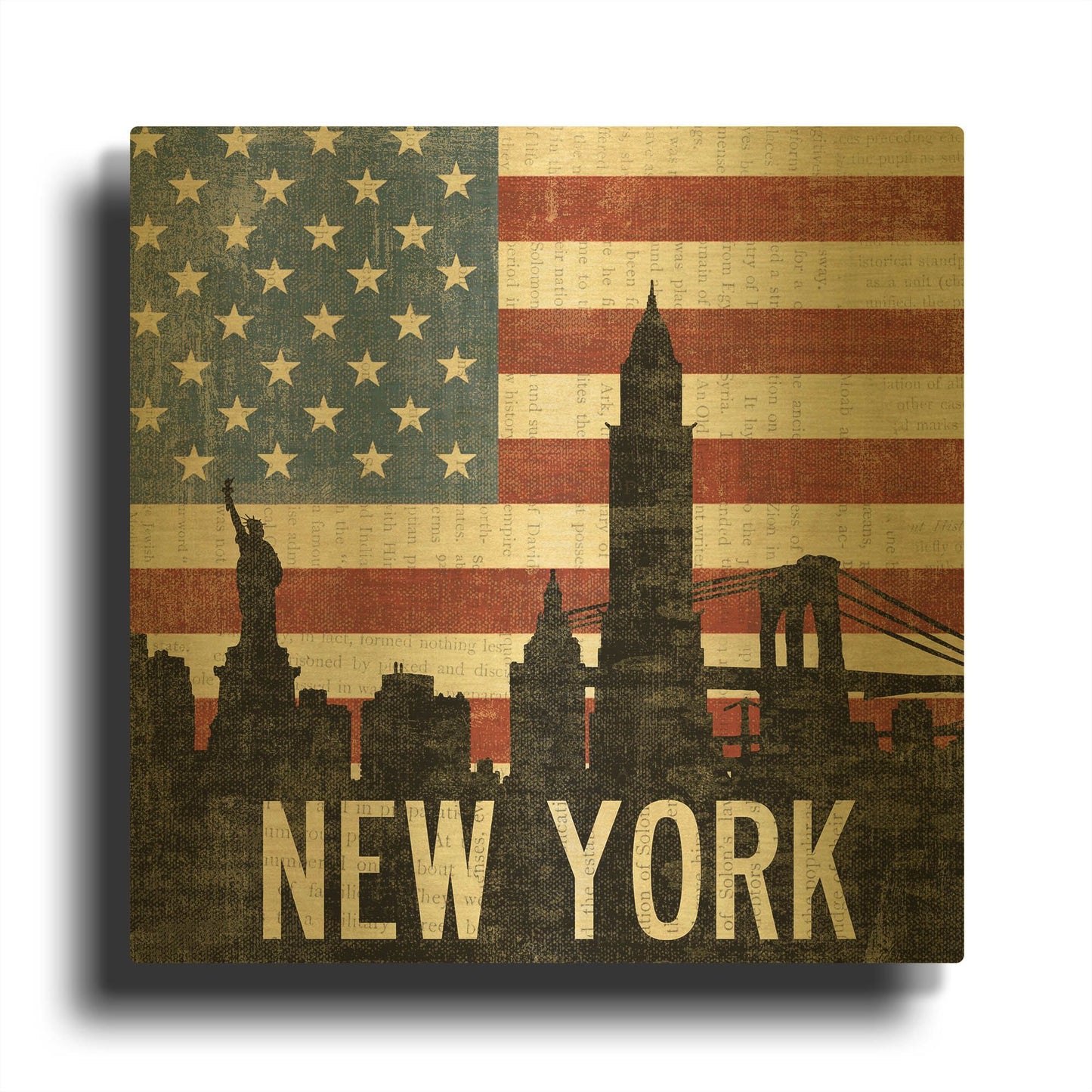 'New York' By Moira Hershey Gold Metal Wall Art