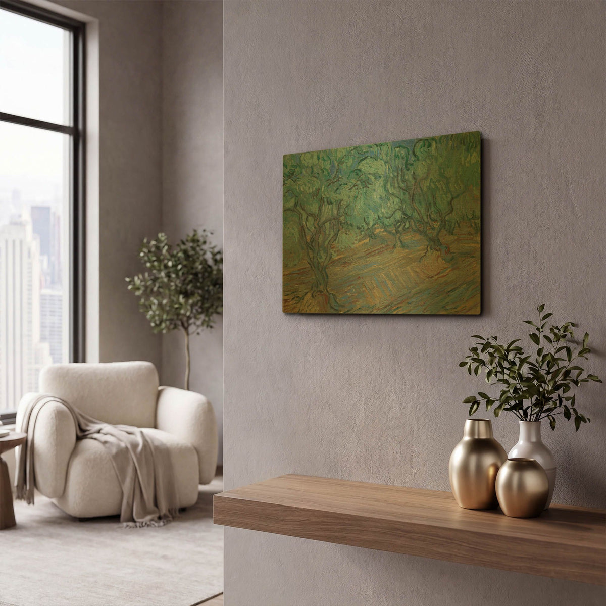'Olive Grove' By Vincent Van Gogh Gold Metal Wall Art