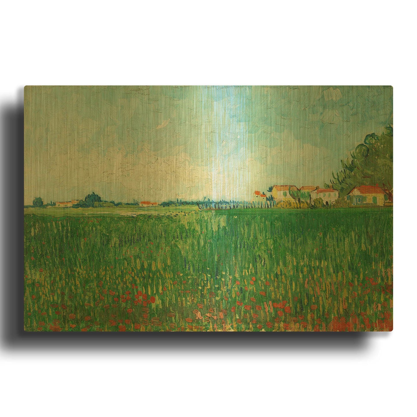 'Field With Poppies' By Vincent Van Gogh Gold Metal Wall Art