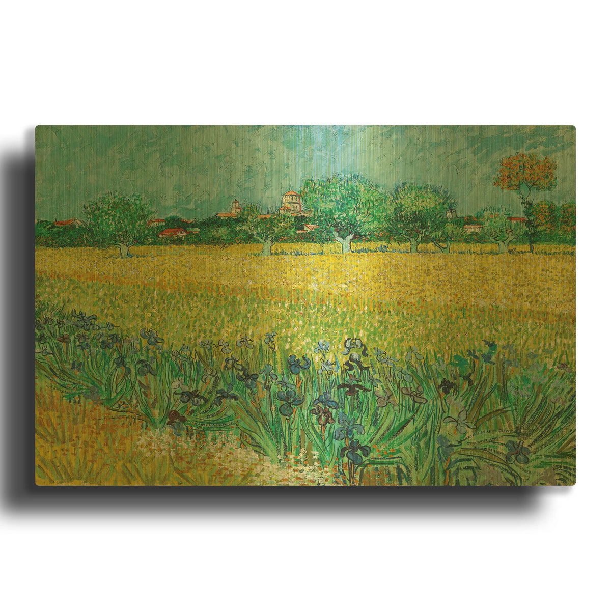 'Field With Irises Near Arles' By Vincent Van Gogh Gold Metal Wall Art