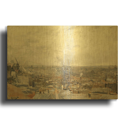 'View From Montmartre' By Vincent Van Gogh Gold Metal Wall Art