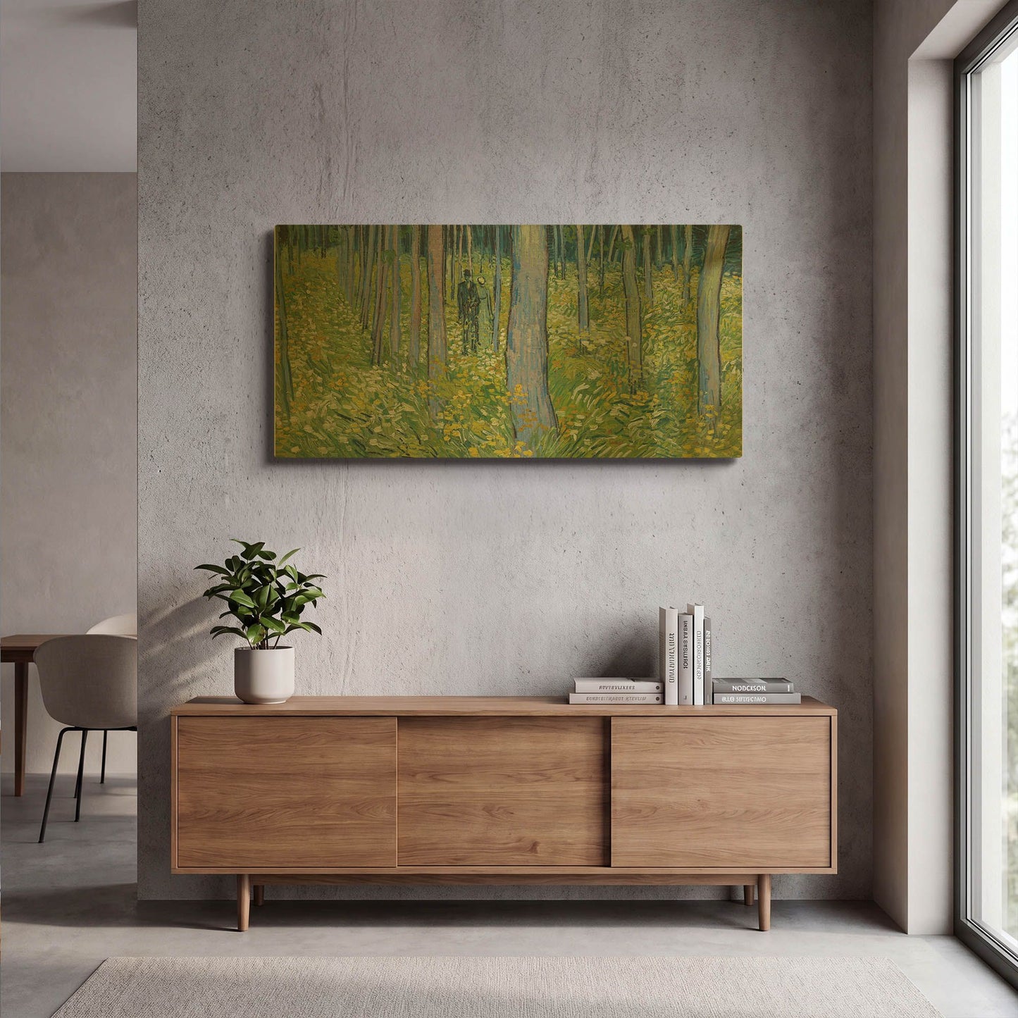 'Undergrowth With Two Figures' By Vincent Van Gogh Gold Metal Wall Art