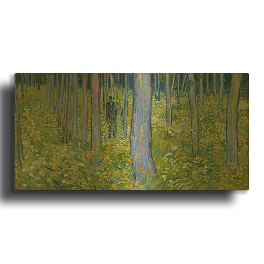 'Undergrowth With Two Figures' By Vincent Van Gogh Gold Metal Wall Art
