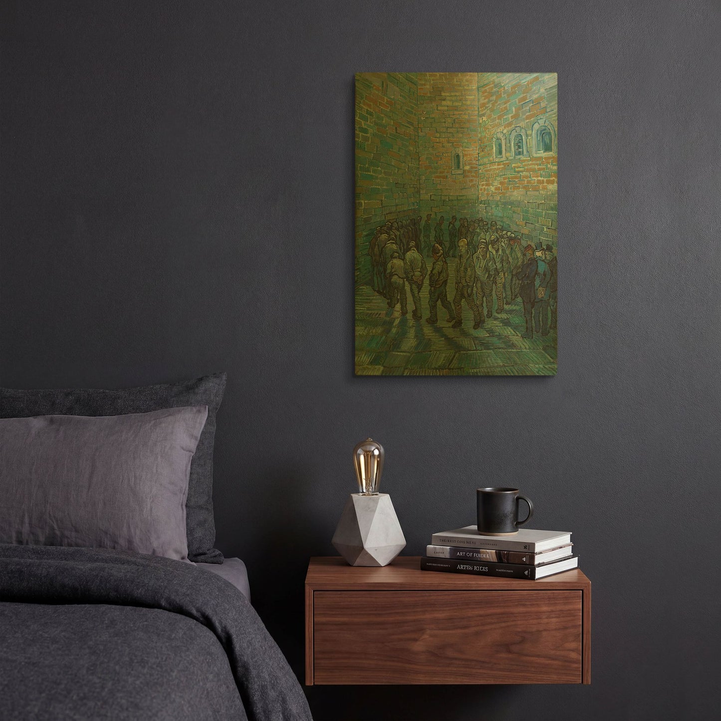 'The Prison Courtyard' By Vincent Van Gogh Gold Metal Wall Art