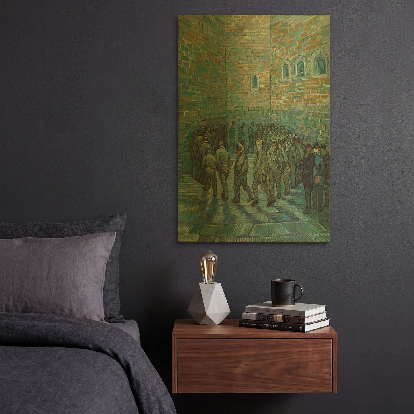 'The Prison Courtyard' By Vincent Van Gogh Gold Metal Wall Art